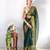 green faux georgette embroidered pre stitched saree