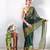 green faux georgette embroidered pre stitched saree