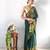 green faux georgette embroidered pre stitched saree