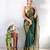 green faux georgette embroidered pre stitched saree