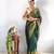 green faux georgette embroidered pre stitched saree