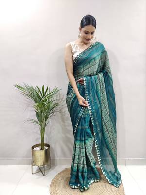 light blue faux georgette embroidered pre stitched saree 1