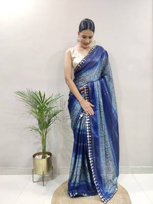 dark blue faux georgette embroidered pre stitched saree 1