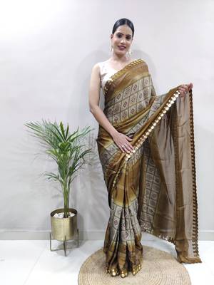 ready to wear light green faux georgette embroidered saree 1
