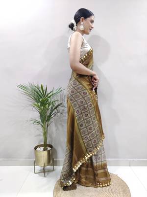 ready to wear light green faux georgette embroidered saree 5