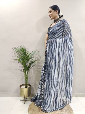 black faux georgette embroidered pre stitched saree 2