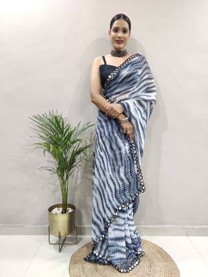 black faux georgette embroidered pre stitched saree 5