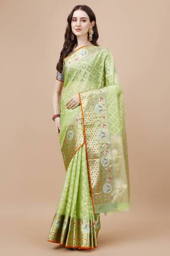 Green Woven Design Banarasi Zari Work Saree