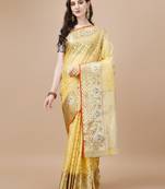 Yellow Woven Design Banarasi Zari Work Saree