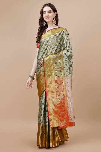 Green Woven Design Kanjeevaram Zari Work Saree
