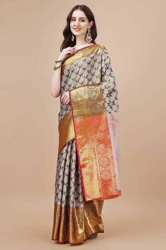 Black Woven Design Kanjeevaram Zari Work Saree