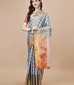 Blue Woven Design Kanjeevaram Zari Work Saree