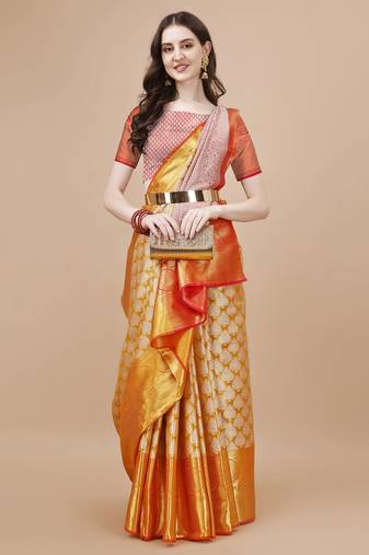 Gold Woven Design Kanjeevaram Zari Work Saree