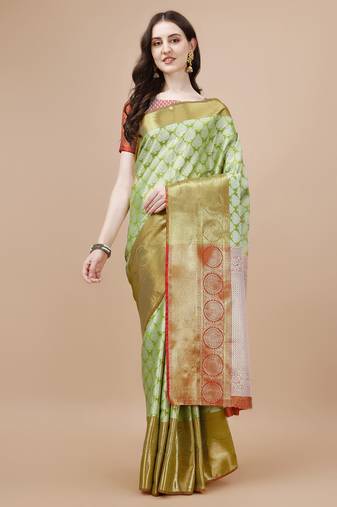 Green Woven Design Kanjeevaram Zari Work Saree