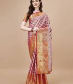 Pink Woven Design Kanjeevaram Zari Work Saree