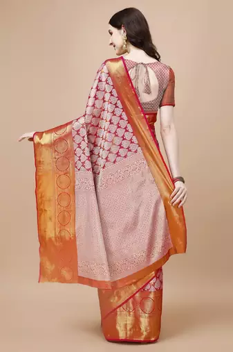 Pink Woven Design Kanjeevaram Zari Work Saree