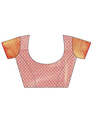 Pink Woven Design Kanjeevaram Zari Work Saree 5