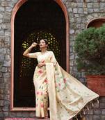 Yellow Woven Design Linen Zari Work Saree
