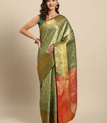 Green Zari Woven Saree With Unstitched Blouse