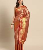 Red Zari Woven Saree With Unstitched Blouse