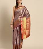 Purple Zari Woven Saree With Unstitched Blouse