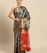 Black Zari Woven Saree With Unstitched Blouse
