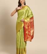 Green Zari Woven Saree With Unstitched Blouse