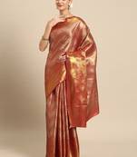Red Zari Woven Saree With Unstitched Blouse