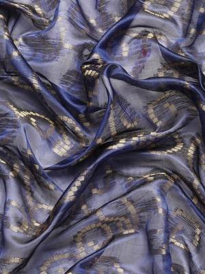 Navy Blue Banarasi silk blend zari Woven Saree With Unstitched Blouse 5