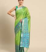 Green Banarasi silk blend zari Woven Saree With Unstitched Blouse