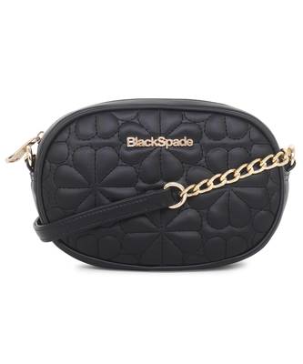 Black Structured Sling Bag with Quilted 1