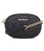 Black Structured Sling Bag with Quilted