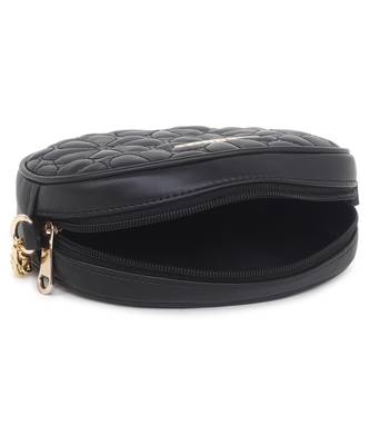 Black Structured Sling Bag with Quilted 3