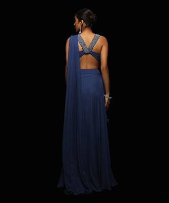 Nocturne draped saree set 4