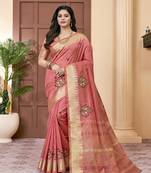 Serona fabrics women's assam cotton silk thread  embroidery work saree with blouse
