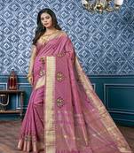Serona fabrics women's assam cotton silk thread  embroidery work saree with blouse