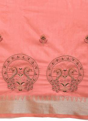 Serona fabrics women's assam cotton silk floral thread  embroidery work saree with blouse 4