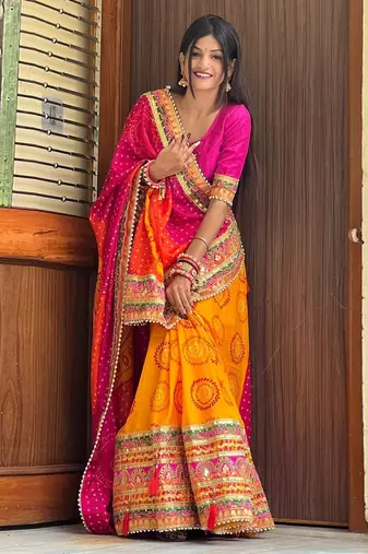 Serona fabrics women's chiffon colourful heavy embroidery lace work saree with blouse