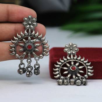 Maroon color oxidised earrings 1