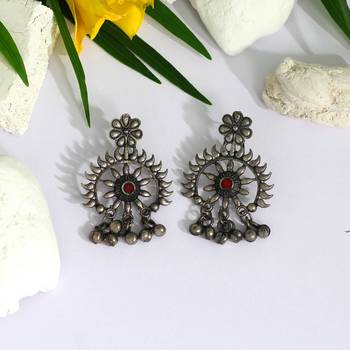 Maroon color oxidised earrings 2