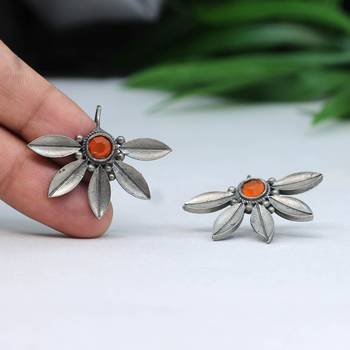Orange color oxidised earrings 1