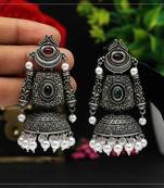 Maroon & green color oxidised earrings