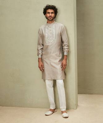 The contemporary classic grey kurta set 1