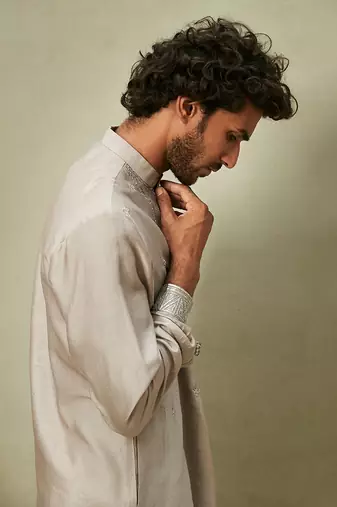 The contemporary classic grey kurta set
