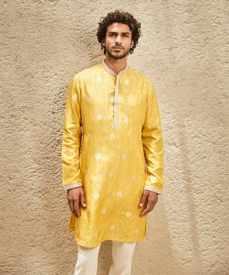 The handcrafted heritage yellow kurta set 2