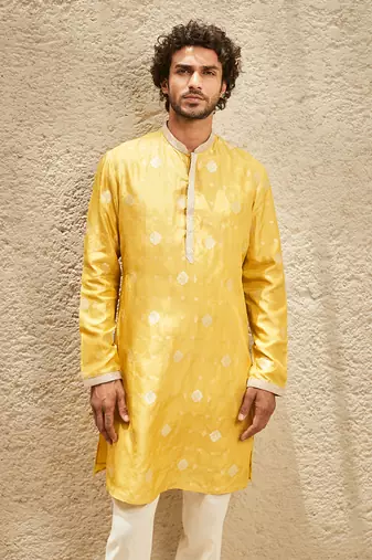 The handcrafted heritage yellow kurta set