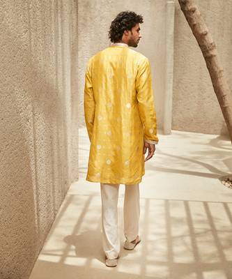 The handcrafted heritage yellow kurta set 3