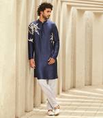 The heritage noir navy kurta set