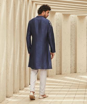 The heritage noir navy kurta set 3