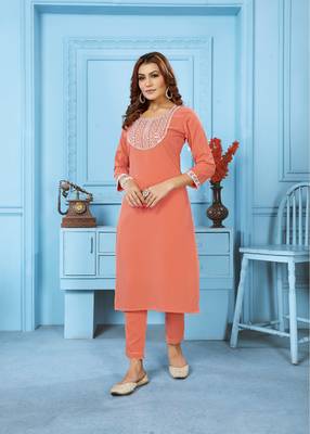 Beautiful Rust Colour Ethnic Embroidered Kurti 1